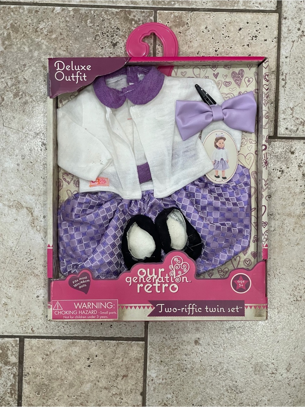 Our Generation Retro Purple & White Doll Outfit - Two-Piece Deluxe Set